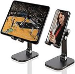 Vortex ZMZJ01 Angle Height Adjustable Folding Cell Phone Tablet Stand, ABS Desktop dock holder compatible with iPhone, Samsung Google Pixel mobile phones and tablets (4.7-13 in) and more, black