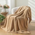 NEWCOSPLAY Knitted Khaki Blanket Super Soft Plush Throw for Couch Fuzzy Fluffy Microfiber Lightweight Blanket for Bed Sofa All Season Use (Khaki, Throw(50"x60"))