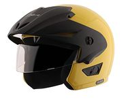 Vega Cruiser ISI Certified Lightweight & Compact with Peak Open Face Helmet for Men and Women with Clear Visor(Yellow, Size:M)