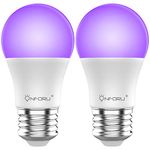 Onforu 2 Pack 7W UV LED Bulb, Black Light Bulb with E27 Base, UVA Level 385-400NM, Blacklights, Ultraviolet Fluorescent Lamp for Party, Glow in The Dark, Body Paint, Fluorescent Poster, Neon Glow