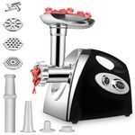 RUN.SE RUN.SE Meat Grinder,Electric Meat Grinder, 2800W Heavy Duty Meat Mincer,Electric Ground Sausage Stuffer Maker Stainless Steel with 3 Plates, Sausage Stuffer Tube and Kubbe Kit (Black)