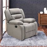 ARRA William Velvet 1 Seater Manual Recliner Chair with Pullout Lever - Grey