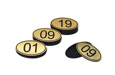 ABS Engraved 30mm x 50mm Oval Table Numbers (1-50) Pubs Restaurants Clubs - Gloden - 1 to 50