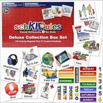 SchKIDules® 153 Pc Deluxe Collection Box Set for Visual Schedules, Kids Calendars and Behavior Charts: 132 Home, School and Special Needs Themed Activity Magnets Plus 21 Headings Magnets