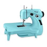 Kuell Mini Sewing Machine with Extension Table, Dual Speed Portable Stitching Machine for Home Beginners, Adults and Kids with Light, Foot Pedal, Adapter, Blue - Silai Machine