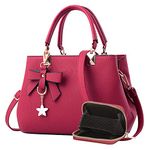 wocharm PU Leather Ladies Shoulder Bag, Top Handle Bag, Womens Handbags Fashion Tote Bag for Casual & Work(Wine Red+Card Package)