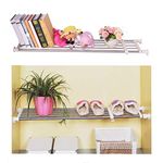 Baoyouni Tension Closet Shelf Space Saver Expandable Shelves Dividers Wardrobe Clothes Organizer Ivory, 46.85-75 Inch