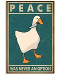 Retro Peace Was Never An Option Duck Poster Indoor Home Decor Gift Wall Decoration Metal Sign Poster 8x12 inches