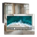 SYLVOX 32 inch Bathroom TV, 12V Smart Magic Mirror TV Compatible with Google TV, Support Smart Casting 500 nits Brightness 1080P, IP66 Waterproof Television for Bathroom Hotel Gym Sauna (Wall mount)