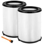 2 Pack Replacement for Ridgid Vacuum Filter, VF4000 Compatible with Ridgid Shop Vac Filter 5-20 Gallon Wet or Dry Vacuums, Standard Wet/Dry Vacuum and Fits Husky Vacs 6 to 9 Gallon