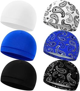 6 Pcs Men Cooling Skull Cap Helmet Liner Sweat Wicking Beanie Head Wrap Bicycle Cycling Running Hat, Multicoloured, One Size