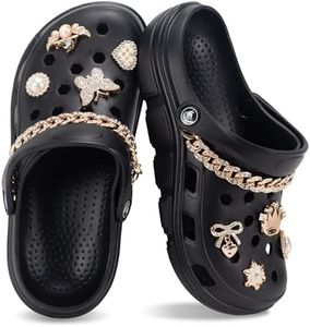 Garden Clogs for Women and Men with Bling Chain and Charms,Slip On Water Shoes with Arch Support Quick-Dry Casual Sandals Comfortable Slippers