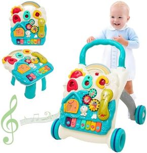 Baby Walker 3in1 Sit-to-Stand Learning Walker Kids Activity Center Push Along Walker with Weight Gain Design Entertainment Table Music Multifunctional Educational Push Toy for Toddlers Boys Girls