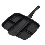 Innovacook 5-Section Grill & Griddle Pan, Long Lasting Pan, Innovative Cookware, Double Layer Coating Pan, Suitable for All Cooking hobs, Black