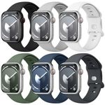 Knossen 6 Packs Silicone Bands Compatible with Apple Watch Ultra 2 & Ultra Band 49mm 46mm 45mm 44mm 42mm 41mm 40mm 38mm, Soft Silicone Sport Strap for iWatch Bands Series 10 9 8 7 6 5 4 3 2 1 Ultra SE