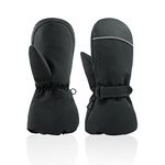 Kids Ski Warm Gloves Baby Boy Winter Waterproof Snow Glove for Toddler Infant Girl Cold Weather Windproof Mittens 2-12T (N-Black, L(8-12T))