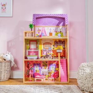 KidKraft Kayla Wooden Dollhouse – Multi-Level Playhouse for Kids