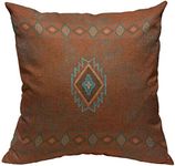 VERSUSWOLF Throw Pillow Covers Western Southwest Canyons Desert Copper Turquoise Petroglyph Tribal Cotton Linen Decorative Square Pillowcases Cushion Cover 18 X 18 Inch