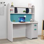 Smartsters Study Table with Storage in Engineered Wood, Multi Utility Computer Table, All Rounder Study Table for Students with Pin-Up Board, Drawer, Storage Cabinet and Shelves, Light Grey