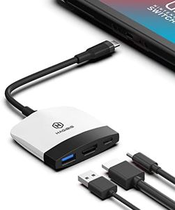 Switch Dock for Nintendo Switch OLED, Hagibis Portable TV Dock Charging Docking Station with HDMI and USB 3.0 Port Replacement Base Dock Set Type C to HDMI TV Adapter for MacBook Pro Air (Black White)