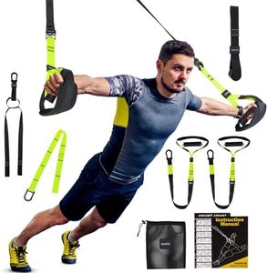 Home Suspension Training Kit with Suspension Trainer, Straps & Bands – Adjustable Full-Body Workout System for Home Gym, Yoga, Pilates, Travel | Compact Design (Fluorescent Green)