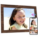 UCMDA Digital Photo Frame WiFi, Wooden 10.1 Inch Smart Cloud Digital Picture Frame with IPS LCD Touch Screen Display, 16GB Storage, Share Photos Instantly via App from Anywhere