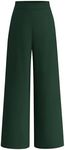 BTFBM Womens Wide Leg Pants Dressy Casual Elastic High Waisted Palazzo Business Lounge Trousers with Pockets(Solid Dark Green, 6)