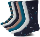 IZOD Men's Dress Socks - 7 Pack Lightweight Comfort Stretch Stay Up Cuff Mid-Calf Crew Socks - Dress Socks for Men (6-12.5), Grey/Blue Multi, 4.5-12.5 UK