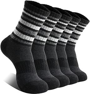 EBMORE Womens Merino Wool Hiking Socks Thermal Warm Winter Boot Crew Cushion Work Gift Stocking Stuffers for Women Socks 5 Pairs(Black,M)