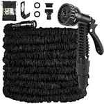 Garden Hose 15m, 50 FT Hose Pipes with 7 Modes Water Spray Gun, Expandable Hose Pipe Spray Gun Hosepipes for Garden, Garden Hose Reel, Magic Water Pipe (50FT, Black)