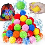 60 Pcs Water Balls Reusable Water Balloons for Kids Outdoor Games & Toys, Summer Water Toys Outside Water Play Splash Balls for Pool Backyard Lawn Beach Fun Games