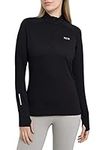 TCA Women's Winter Run Half-Zip Long Sleeve Running Reflective Training Workout Outdoor Athletic Top - Black, S