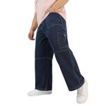 Urbano Plus Men's Blue Loose Baggy Fit Washed Cargo Jeans with 6 Pockets Non-Stretchable (plusjeanlscargop-02-mblue-38)