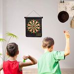 Ritmo 15" Magnetic Dart Board Sets 4 Reversible Darts Rolling Double Sided Bullseye Game Magnetic Safety Dart Board for Kids Family Leisure Sports