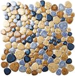 Blujellyfish Glazed Blue Mosaic Ceramic Pebble Porcelain Tile Swimming Pool Bath Shower Wall Flooring Tile TSTGPT001 (5 Square Feet)