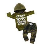 Newborn Baby Boys Clothes Infant Hoodie Letter Print Long Sleeve Pullover Romper Pants 2pcs Outfit Set 0-3 Months Army Green