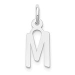 14ct White Gold Solid Polished Laser cut Small Slanted Block Initial M Letter Charm Pendant Necklace Jewelry for Women