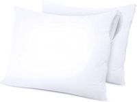 Pillow Protectors 2 Pack Zipped - Ultra Luxe Anti Allergy Pillow Protectors, Pillow Protectors, Soft Breathable 100% Cotton Pillowcase Protectors, Hypoallergenic (2 x Plain Cotton)