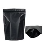 Alibasics 100 Pcs Matte Black Mylar Bags Stand up Pouches Smell Proof Resealable Zipper zip lock bags, Heat-Sealable Aluminum Foil Bags, 10x15 cm / 4x6 inch