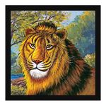 ArtX Paper Lion Leo The King Of The Jungle Wall Art Painting, Multicolor, Wildlife, 13X13 in, Set of 1