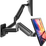 HUANUO Dual Monitor Wall Mount for 17-32 inch Screens, Wall Mounted Monitor Arm with Gas Arm, Wall Mount Monitor Arm Support VESA 75/100mm, Load Capacity 2-8KG