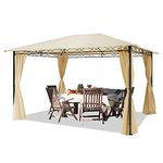 TOOLPORT Garden pavilion 3x4 m waterproof pavilion with 4 side panels curtains garden tent approx. 180g/m² in beige roof tarpaulin party tent