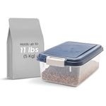 IRIS USA 4.5 kg / 11.4 L (12 US Qt.) WeatherPro Airtight Pet Food Storage Container, For Dog Cat Bird and Other Pet Food Storage Bin, Keep Fresh, Translucent Body, BPA Free, Stackable, Navy