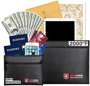 Fireproof Document Bag，Fireproof Money Safe Document Bag 15 x11 & 9x7 Inches Set Non-Itchy Silicone Coated Fire Resistant Bag Fireproof Safe Storage for Money, Documents, Jewelry and Passport(black)