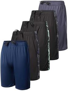 Real Essentials Dry Fit Dri-Fit Big Boys Girls Youth Clothing Active Athletic Performance Basketball Soccer Tennis Exercise Summer Activewear Gym Teen Running Shorts, Set 8, XL (16/18), Pack of 5