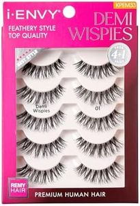 iENVY by KISS Demi Wispy Lashes Multi Pack 5 pair Made with Premium Human Hair (1 Pack)