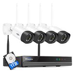 【3MP,Two Way Audio】 Hiseeu Wireless Security Camera System,10CH NVR Home CCTV Surveillance Camera System,1TB Hard Drive,4Pcs 3MP Cameras 10Channel NVR,Mobile&PC Remote,Spotlight Color Night Vision,Outdoor IP66 Waterproof,Motion Alert,Plug&Play,7/24/Motion Record