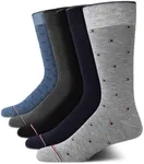 Tommy Hilfiger Men's Dress Socks - 5 Pack Lightweight Patterned Comfort Crew Socks for Men - Mens Long Work Socks (Size 7-12), Size 7-12, Heather Grey