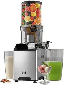 WHUTO Cold Press Juicer, Wide Feed Chute Juicer Machines, Stainless Steel Slow Masticating Juicers Easy to Clean, Vegetables & Fruits Juice Extractor, High Juice Yield, Platinum Color Knob