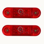 APSMOTIV 2PCS LED Side Marker Lights, 24V Waterproof Trailer Marker Light Red Universal Clearance Lights Surface Mount for Bus Trucks Trailer RV Camper Boat Marine